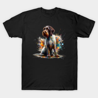 Wirehaired Pointing Griffon in Vibrant Splash Art T-Shirt